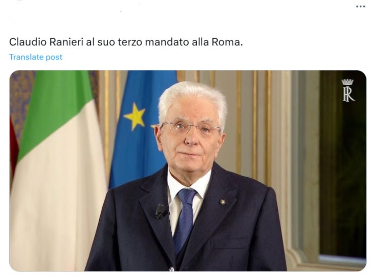 Ranieri "Mattarella" - Fonte X - Ilgiornaledellosport.net