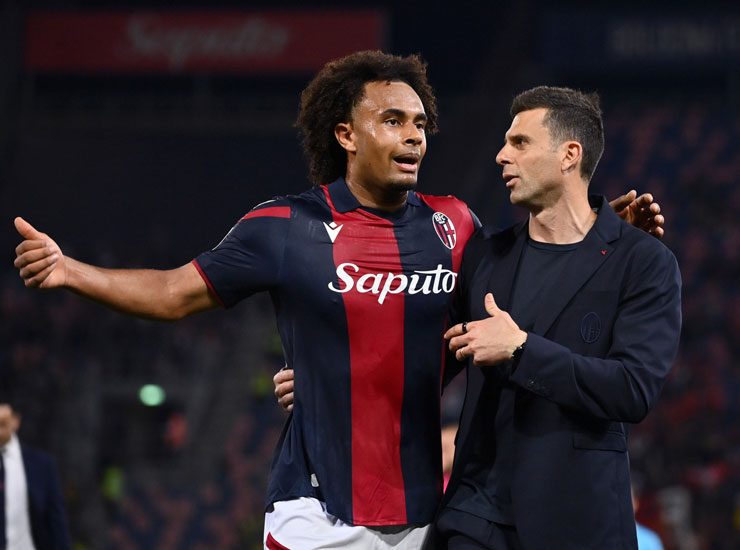 Joshua Zirkzee e Thiago Motta - Foto Lapresse - Ilgiornaledellosport.net