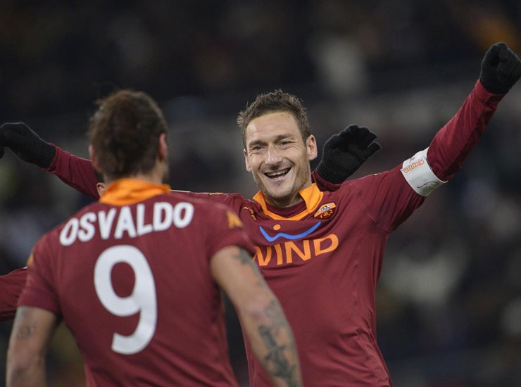 Francesco Totti e Daniel Osvaldo ai tempi della Roma - Foto Lapresse - Ilgiornaledellosport.net