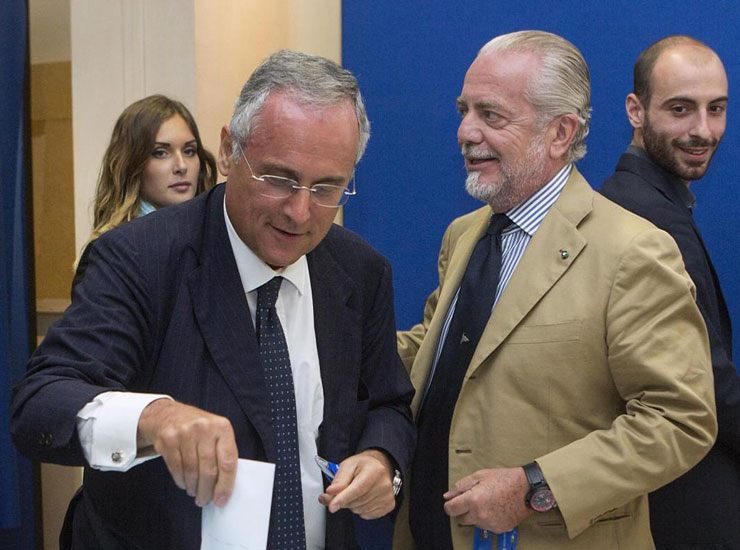 Claudio Lotito e Aurelio De Laurentiis - Foto Lapresse - Ilgiornaledellosport.net